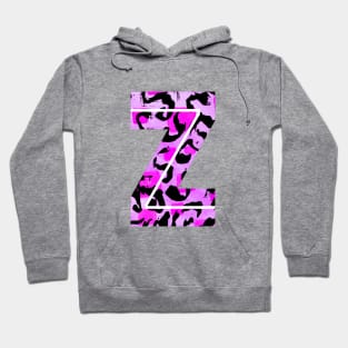 Letter Z Watercolour Leopard Print Alphabet Hoodie